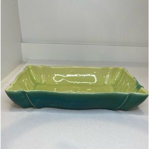 Vtg Canadian Beauceware Pottery Planter 303 Rectangle Green Ombre Glaze